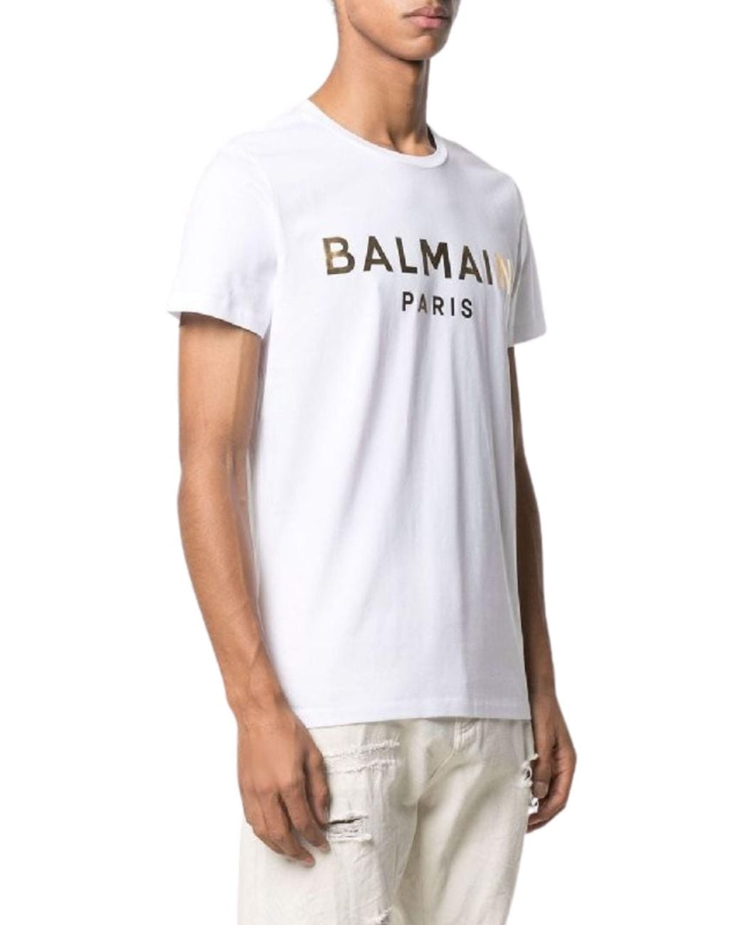 Balmain White Short Sleeve Crew T-Shirt for men