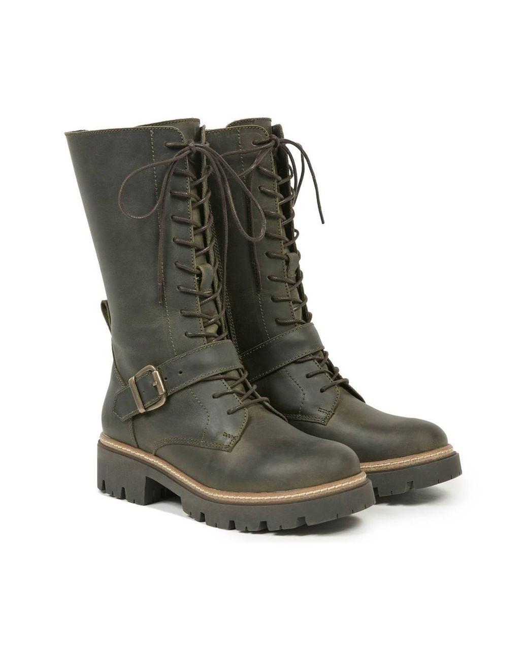 Celtic & Co. Green Strap Detail Mid Calf Boot