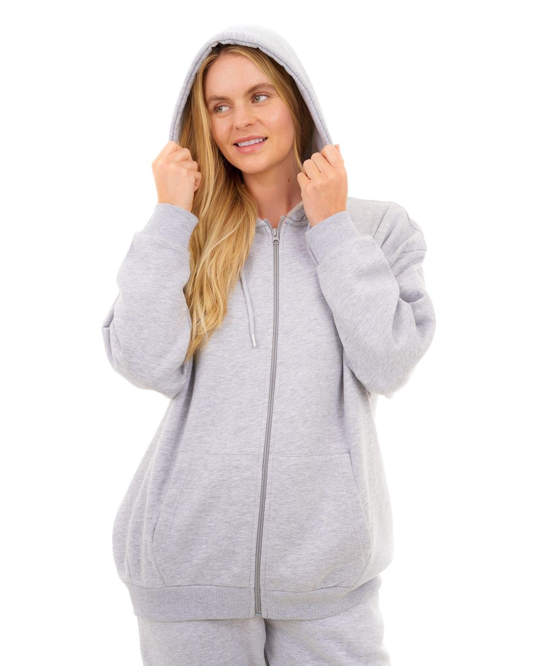 Smart Living Gray Cozy Soft & Comfortable Over Sized Polycotton Zip-Up Hoodie
