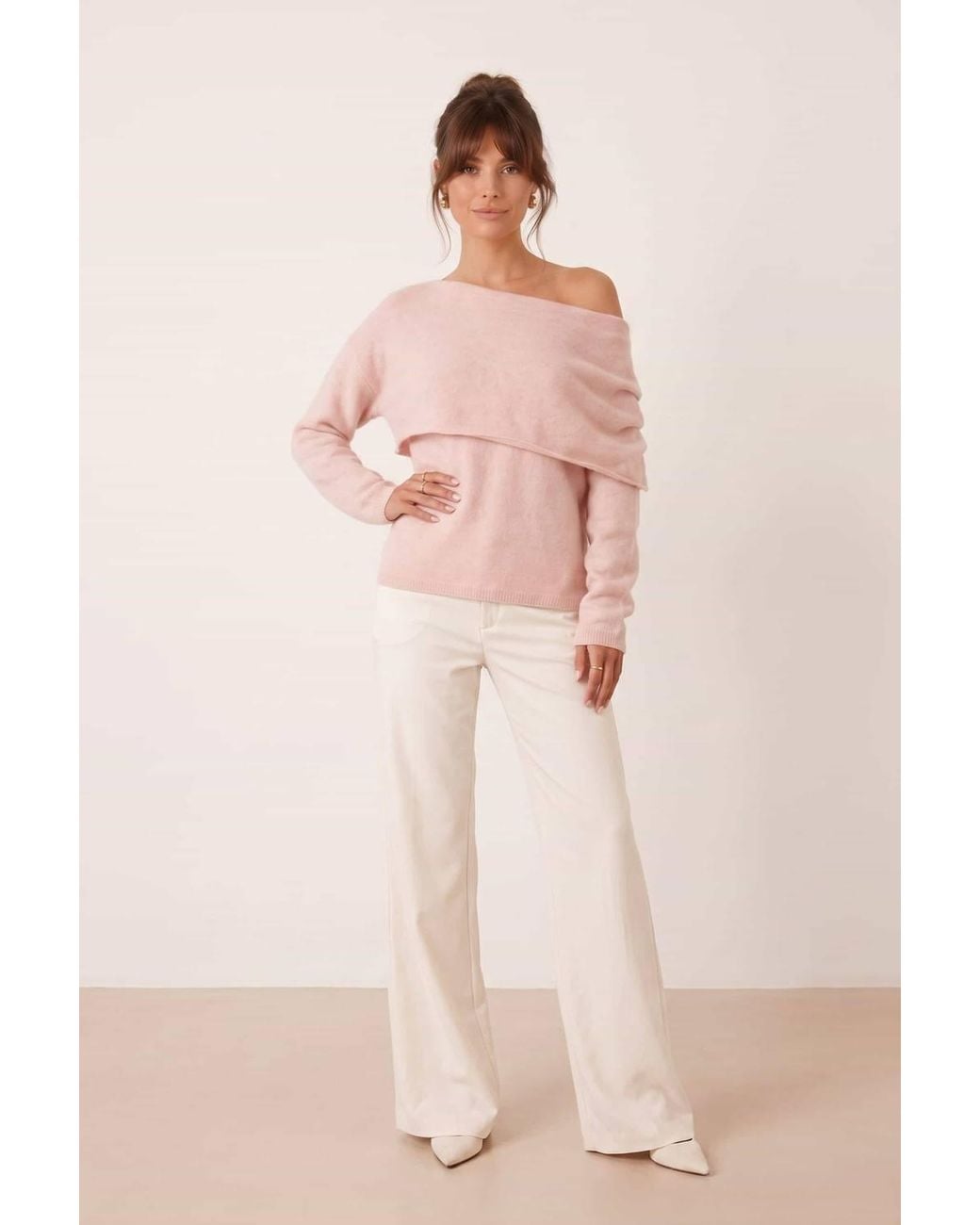 Style Cheat Pink Bardot Knit Jumper