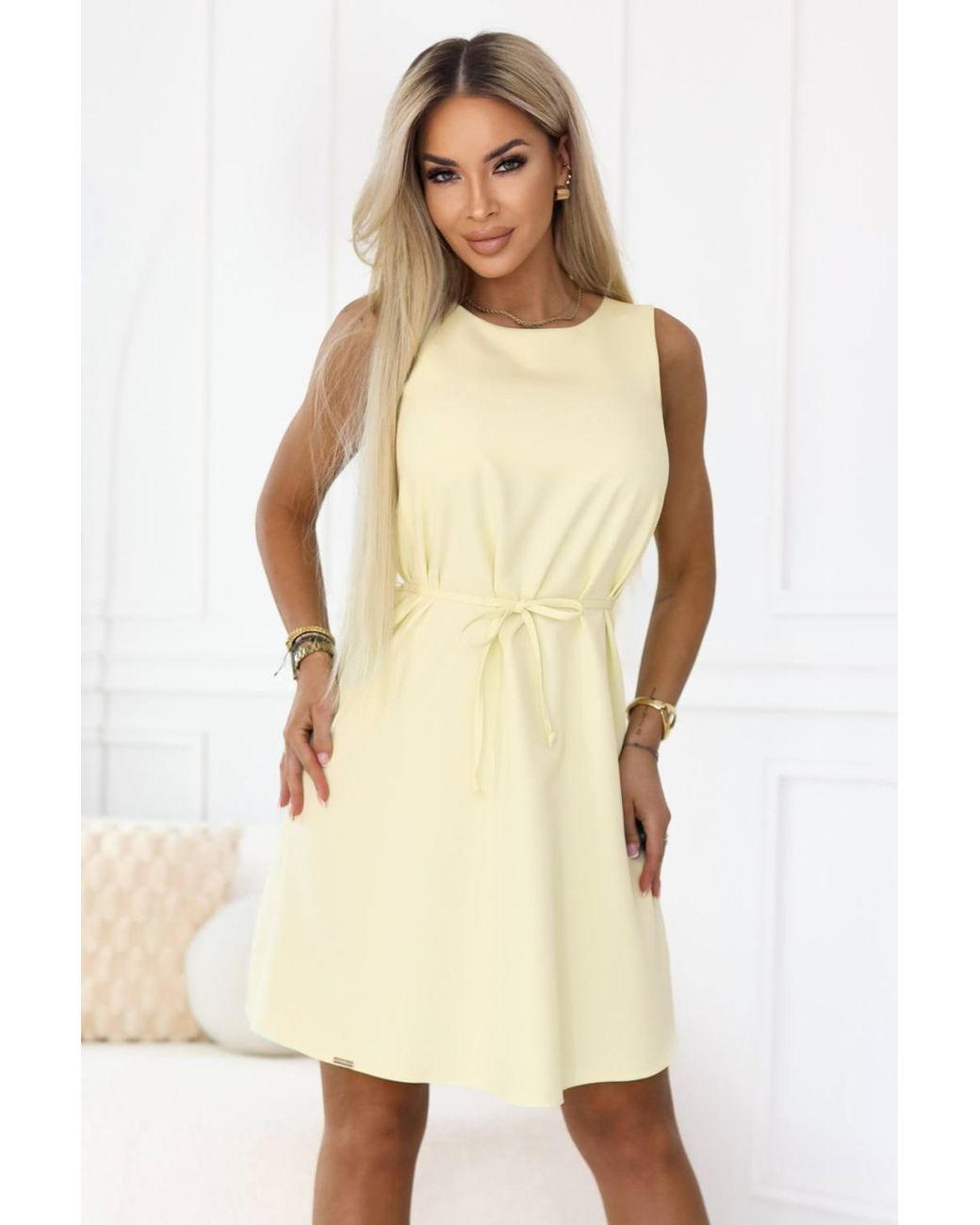 Love Lace Natural Butter Summer Trapeze Dress With Belt
