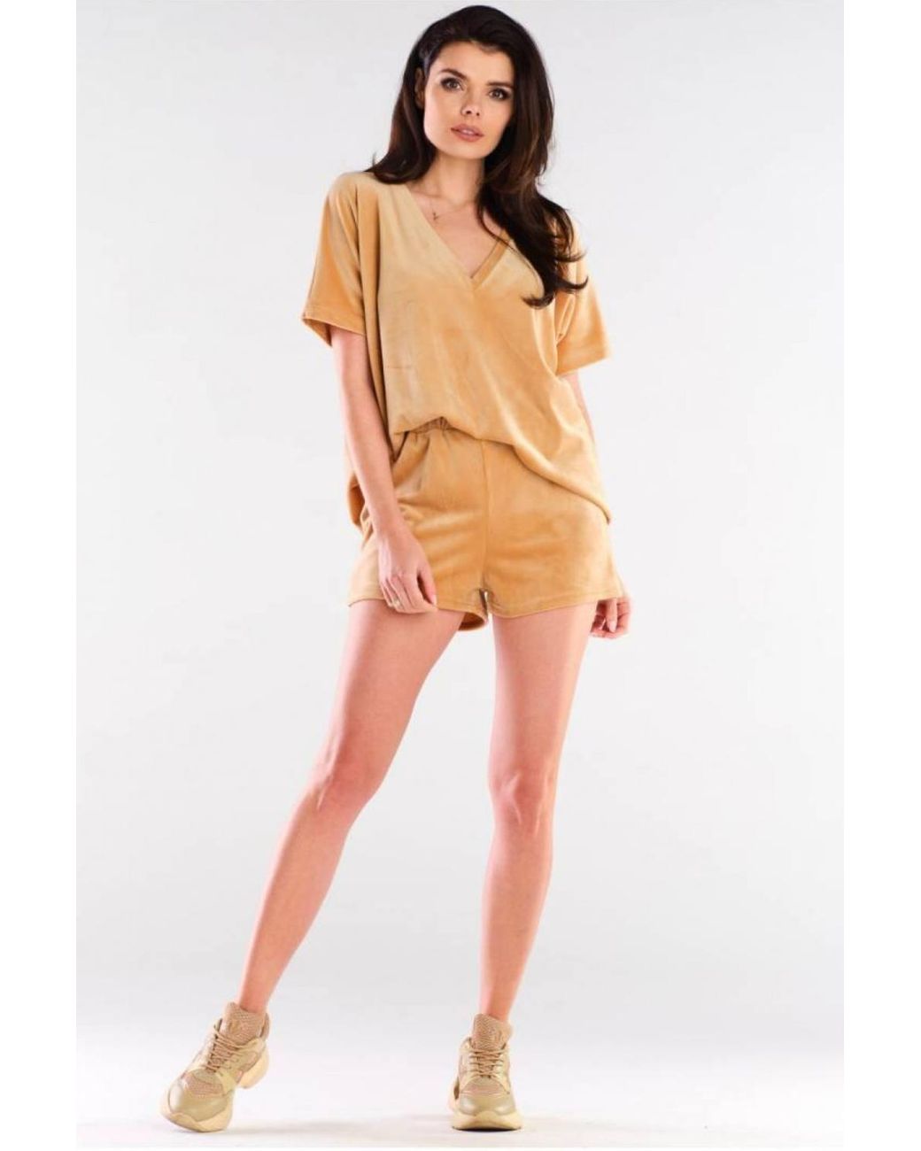 Love Lace Natural Velour Lounge Shorts Loose Fit Comfortable