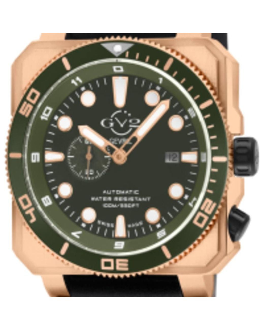 Gv2 Green Xo Submarine Ss/ Bezel, Dial/ Handmade Italian Leather for men