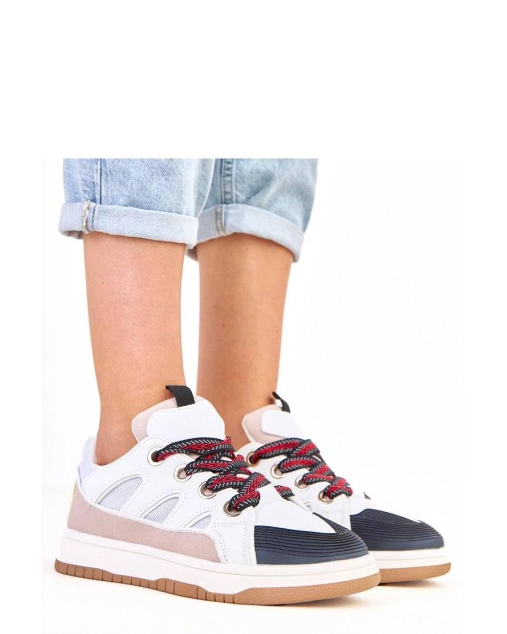 Love Lace Blue Sport Shoes With Thick Laces Platform Comfort