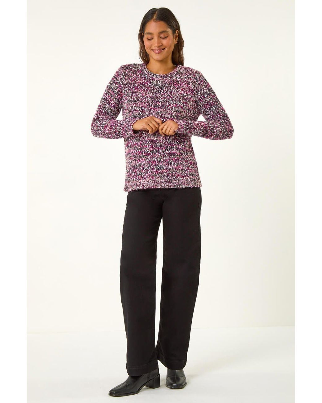 Roman Purple Crew Neck Tape Yarn Knit Jumper