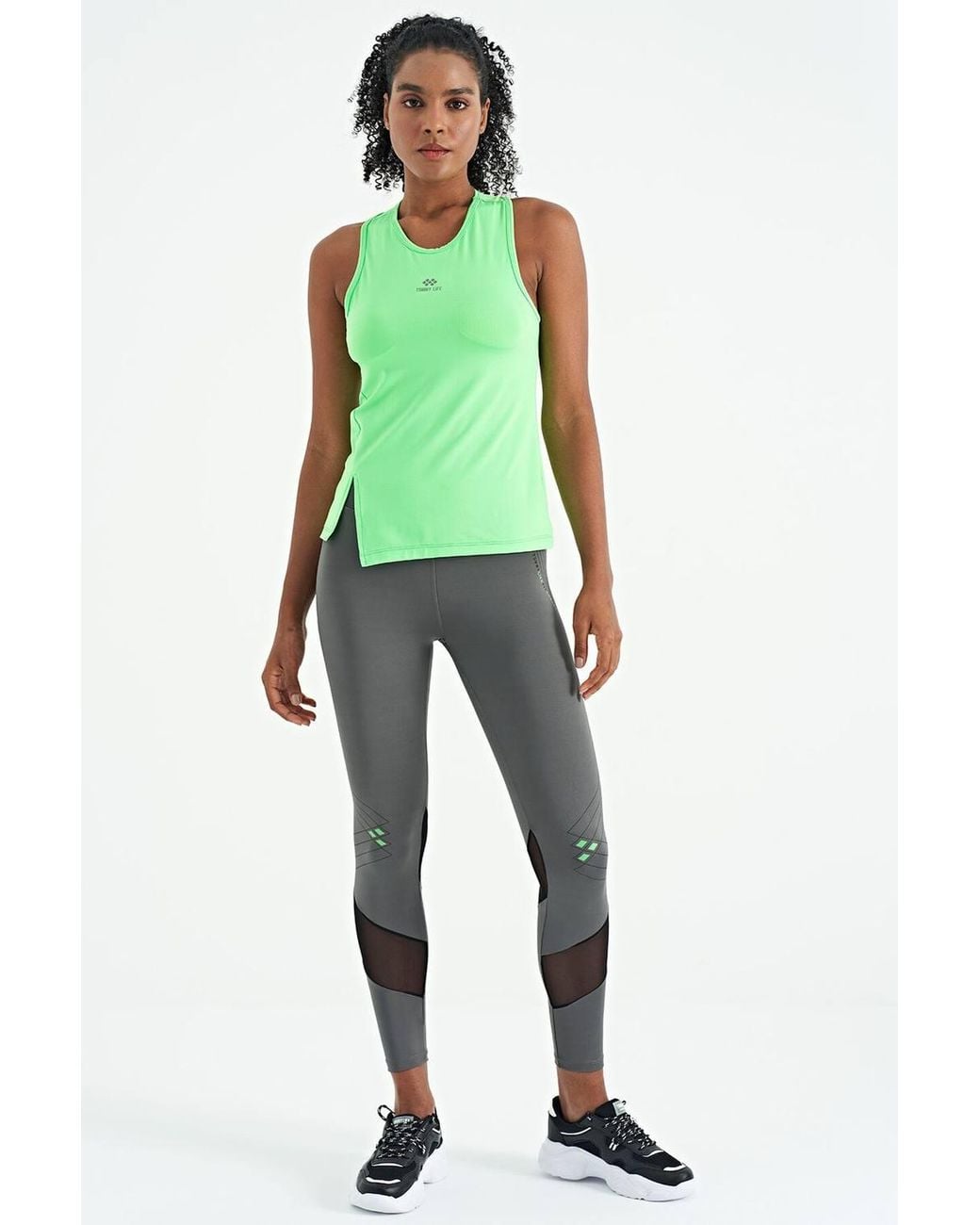 TOMMY LIFE Green Sleeveless Crew Neck Active Top
