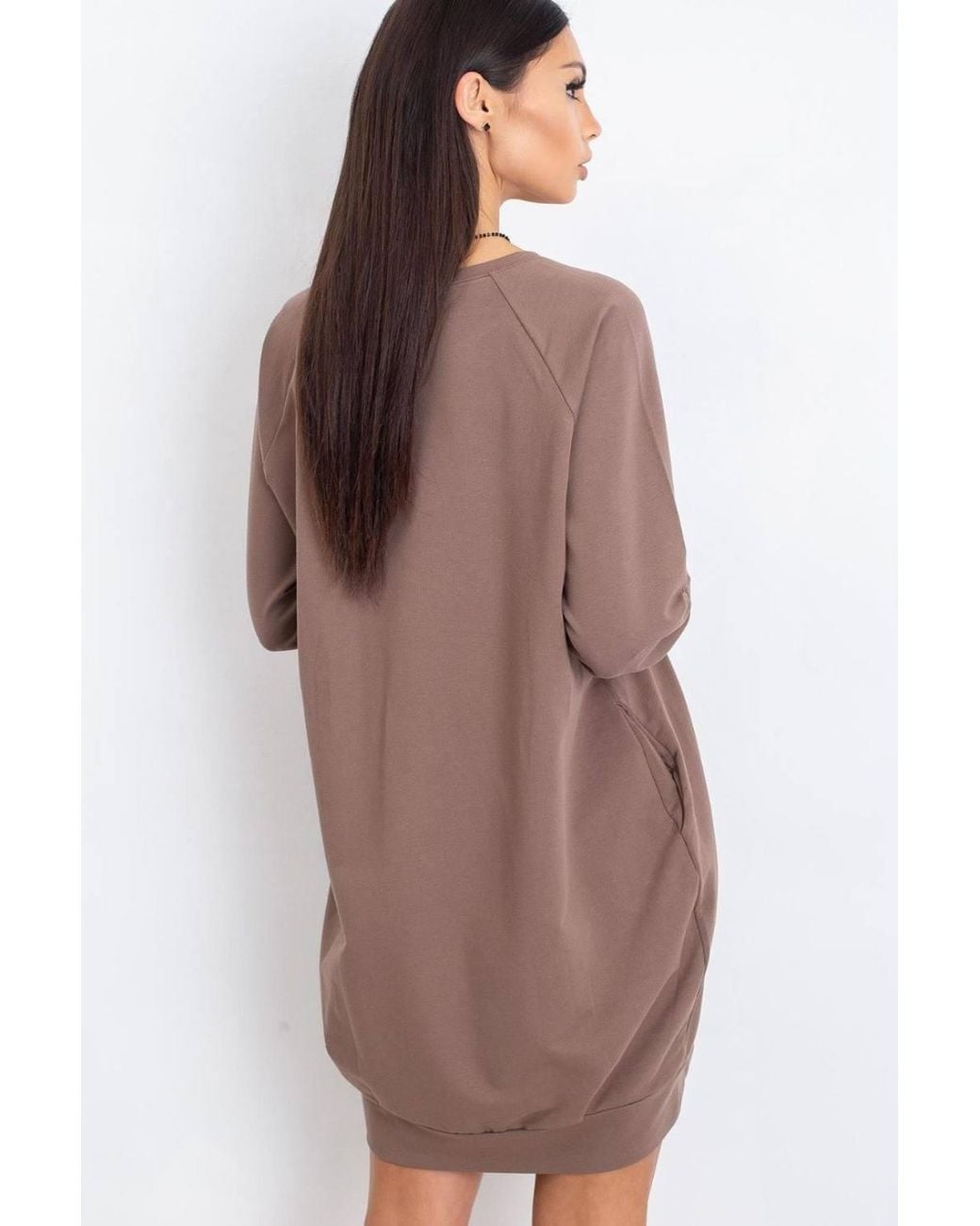 Love Lace Brown Everyday Cotton Elastane Long Sleeve Dress