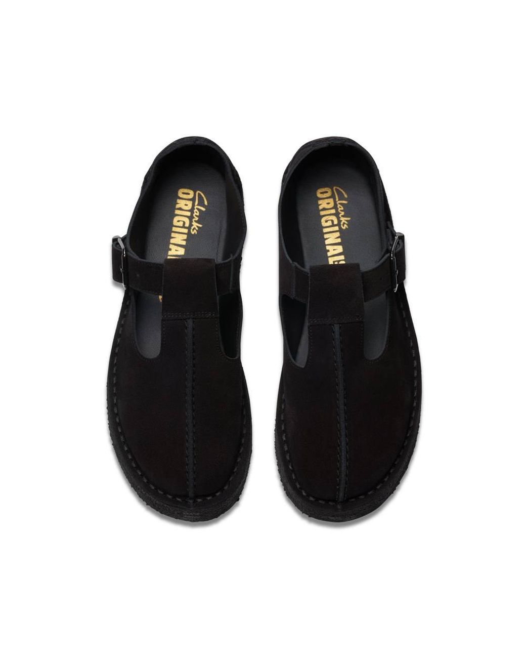 Clarks Black Trek Wedge Tbar Suede T Bar Shoes