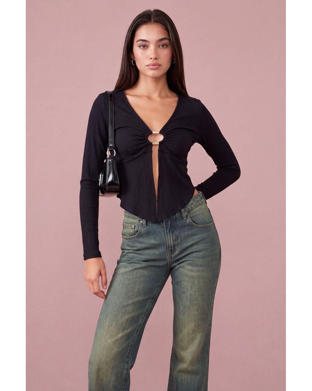 Pink Vanilla Black Textured Ring Top