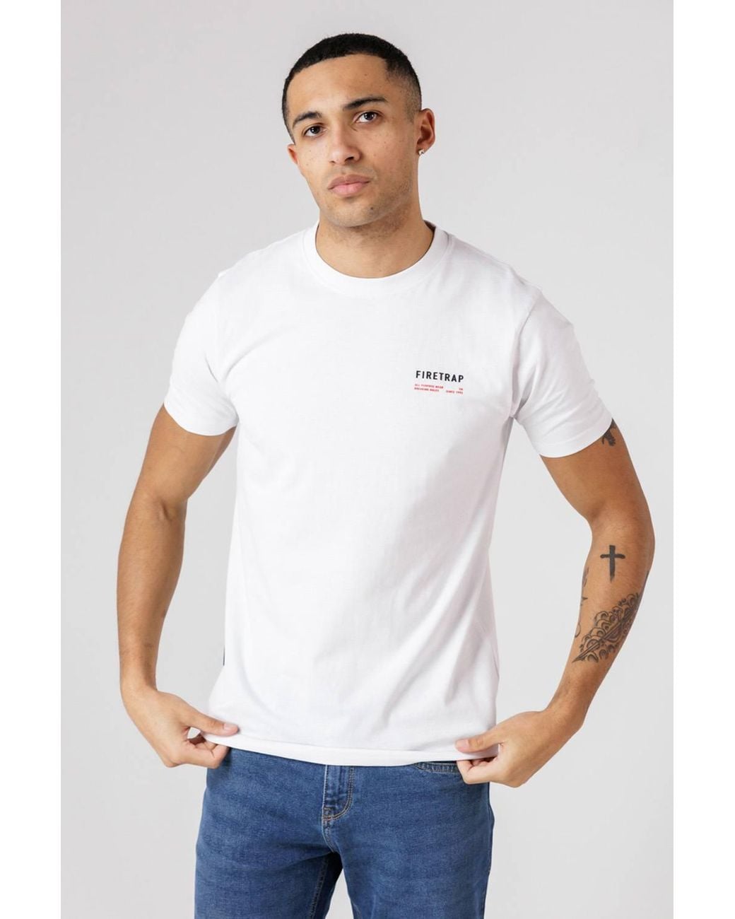 Firetrap Blue 3 Pack Regular Fit Cotton Crew T-Shirts for men