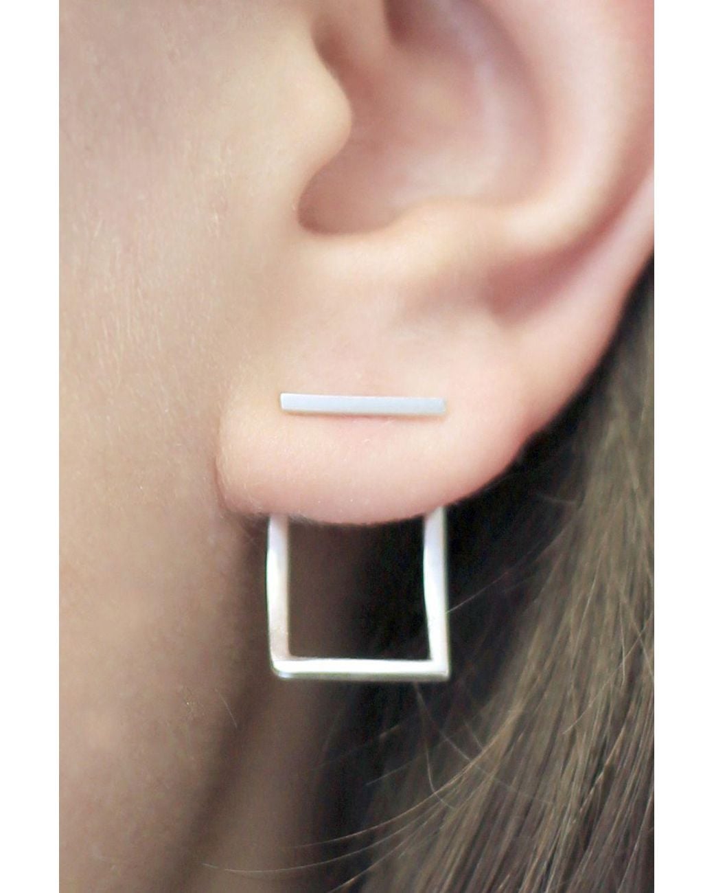 Otis Jaxon London Black Curved Rectangle Sterling Ear Jackets
