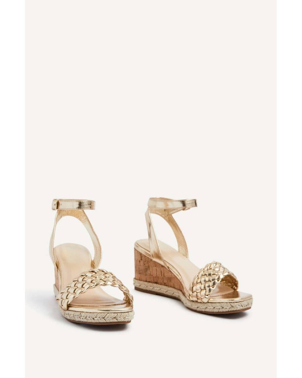 Linzi Natural Regan Faux Leather Wedge Sandals