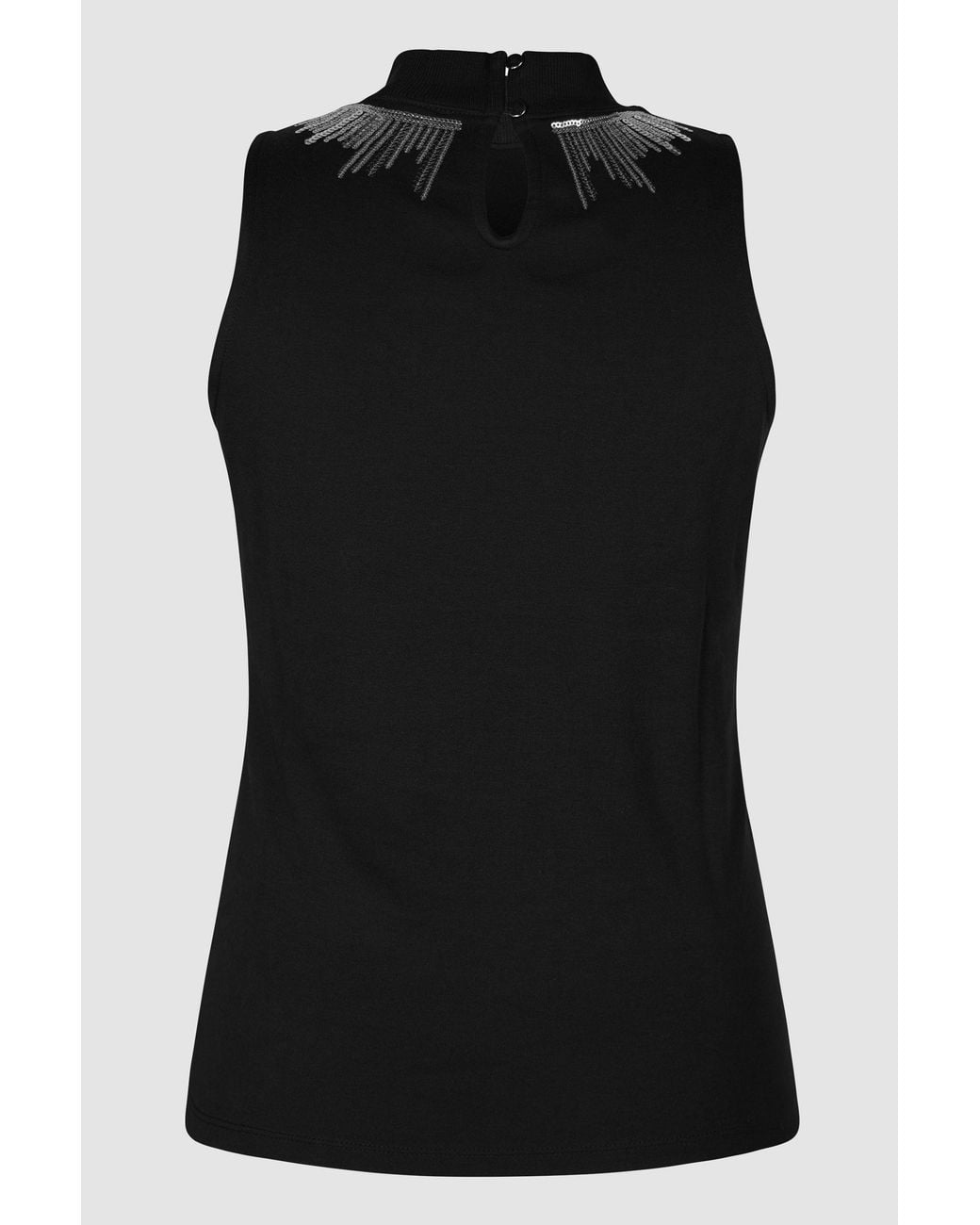 Enorsia Black Sequin High Neck Sleeveless Top