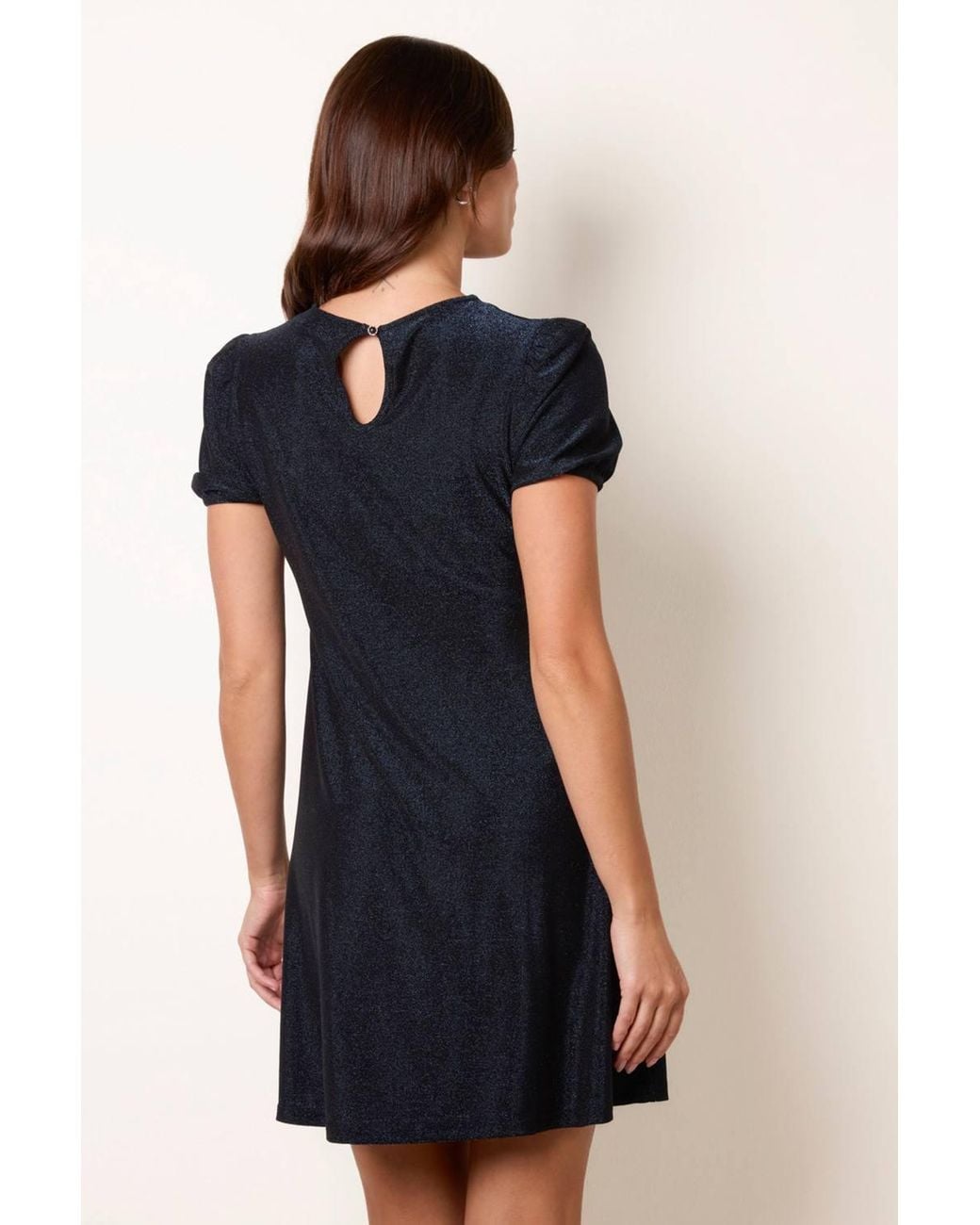 Blue Vanilla Black Short Sleeve Round Neck Mini Dress