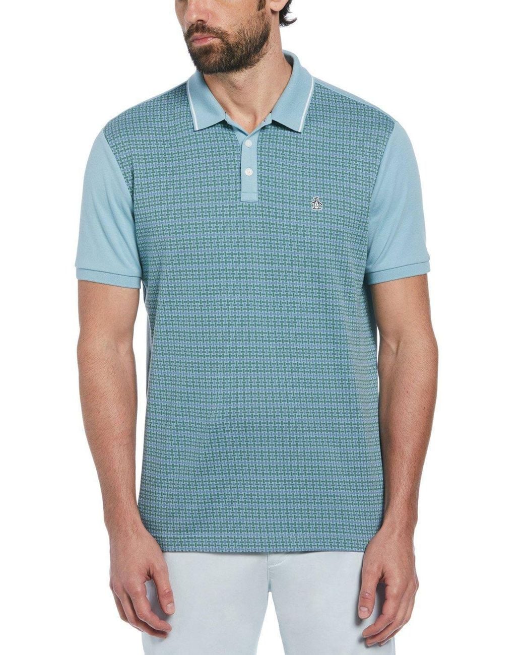 Original Penguin Blue Basketweave Polo Shirt Light for men