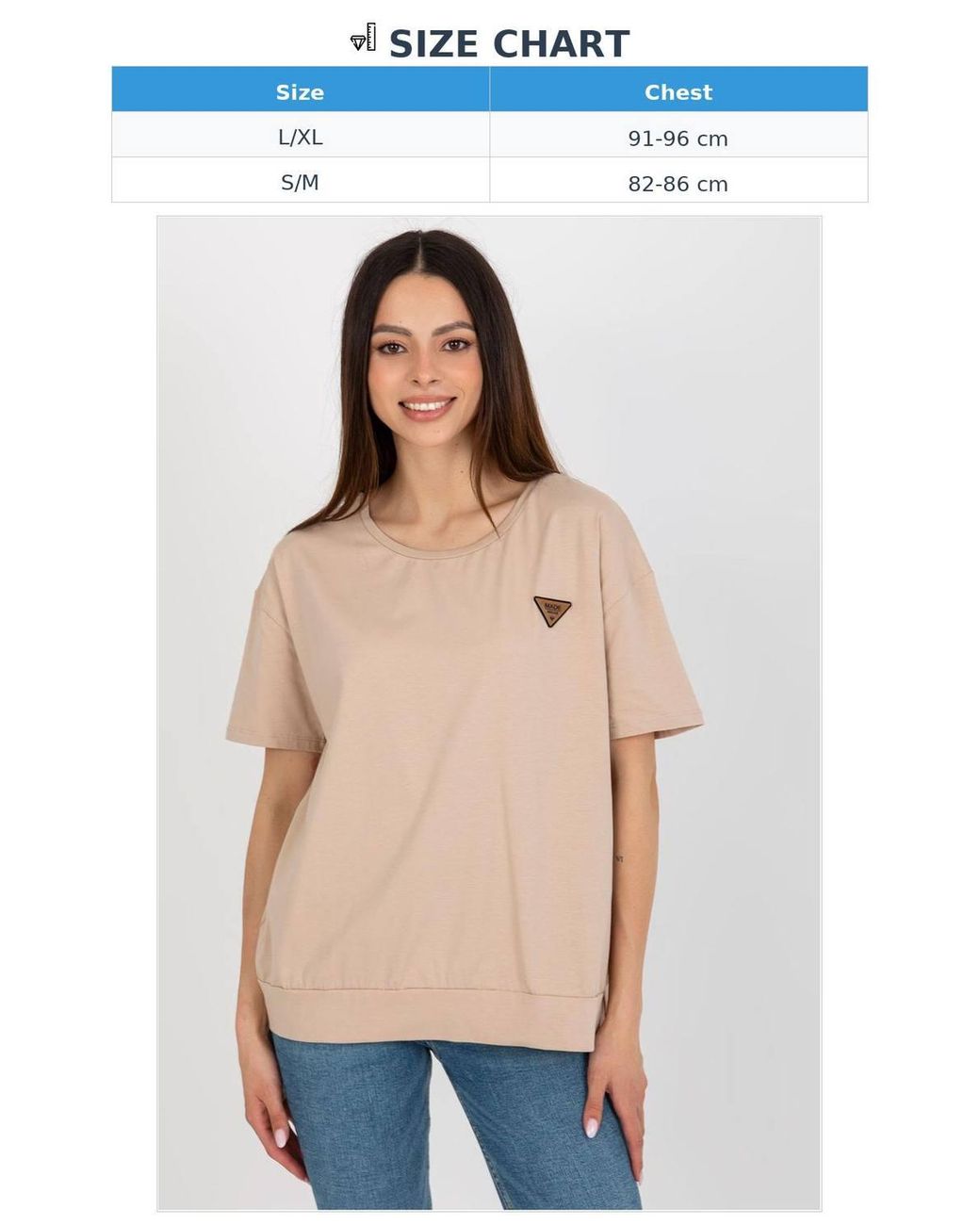 Love Lace Blue Short Sleeve Round Neck Blouse With Patch Style 180967