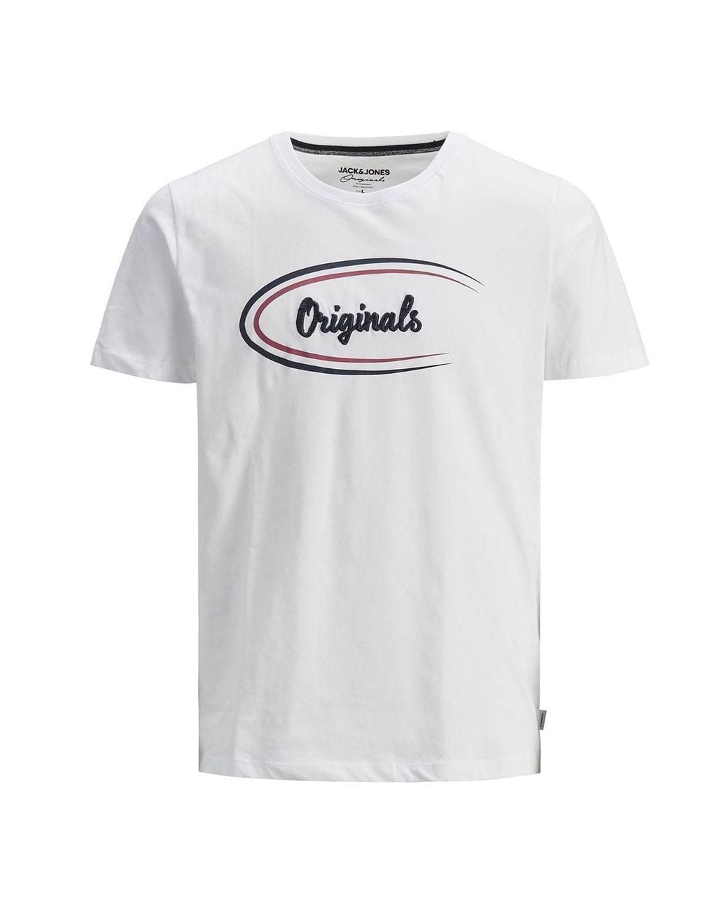 Jack & Jones White Casual Cotton T-Shirt Crew Neck Short Sleeve Regular Fit for men