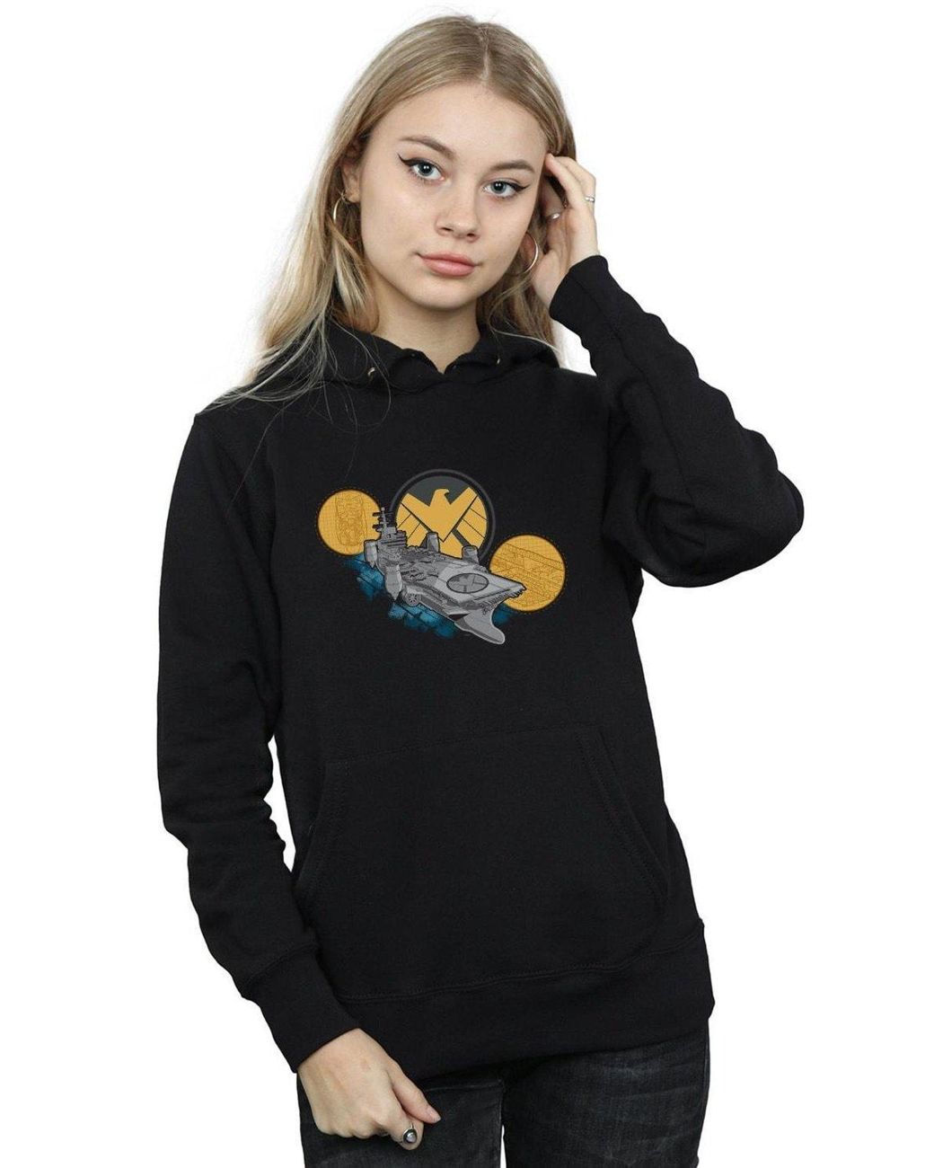 Marvel S.h.i.e.l.d. Hellicarrier Hoodie in Black Lyst UK