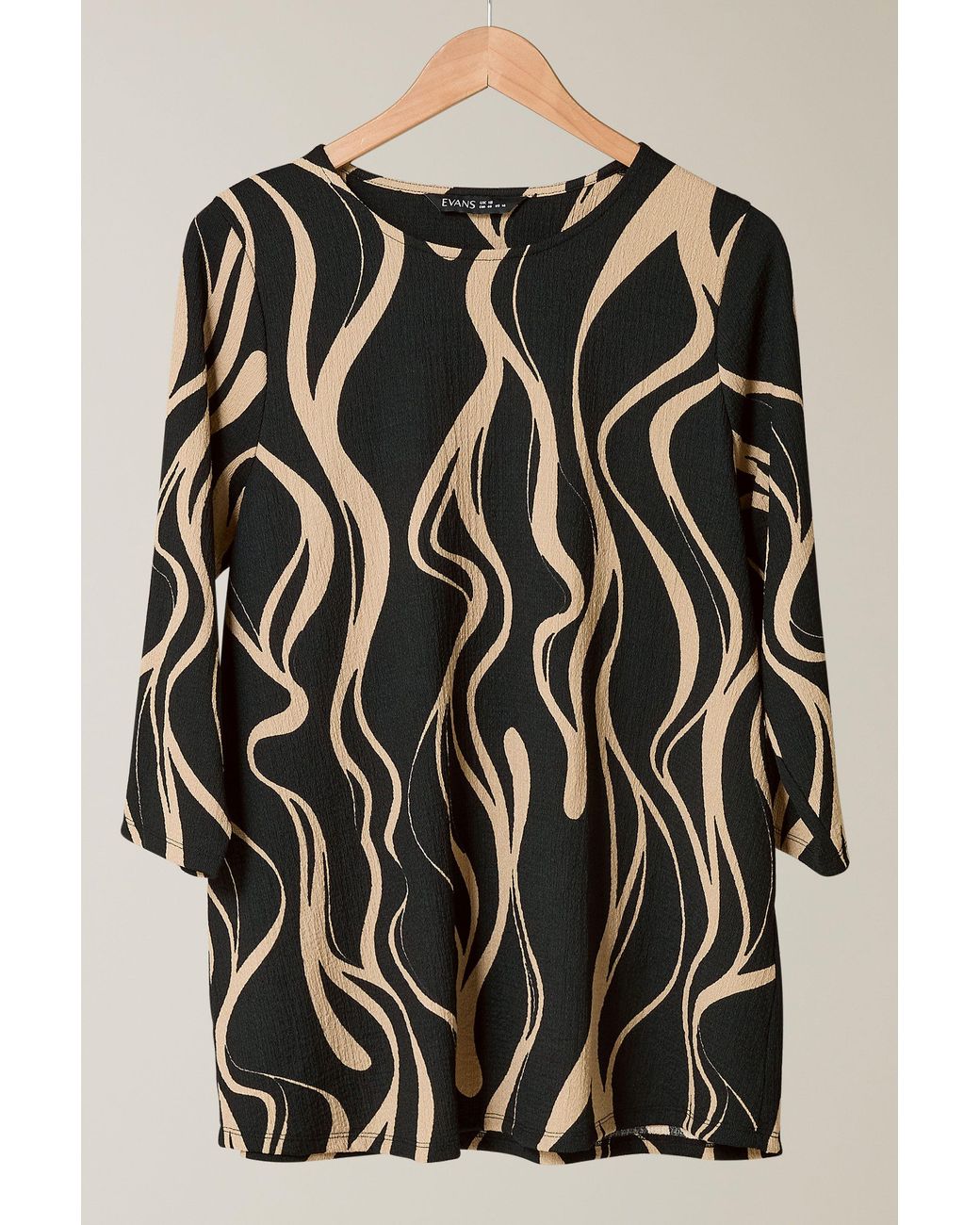 Evans Black Linear Print Top