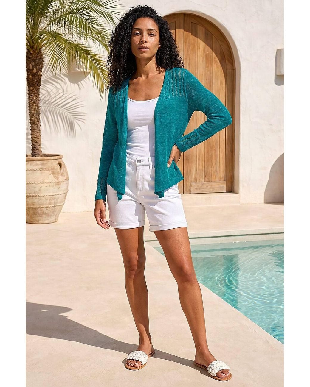 Roman Blue Textured Knit Shrug