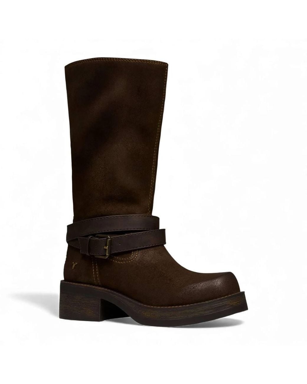 TruClothing Brown Suede Leather Mid-Calf High Western Riding Boots