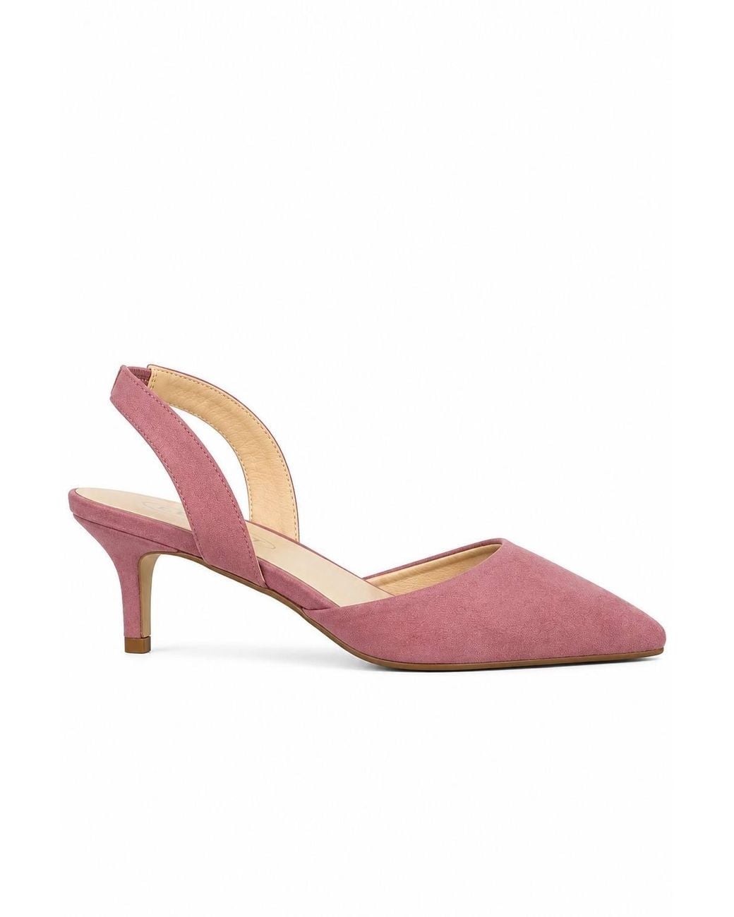 Spot on Pink Pointed Toe Slingback Kitten Heel Court Shoes