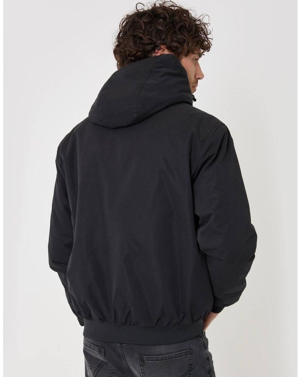 Threadbare Blue Showerproof Jacket With Borg Lined Hood for men