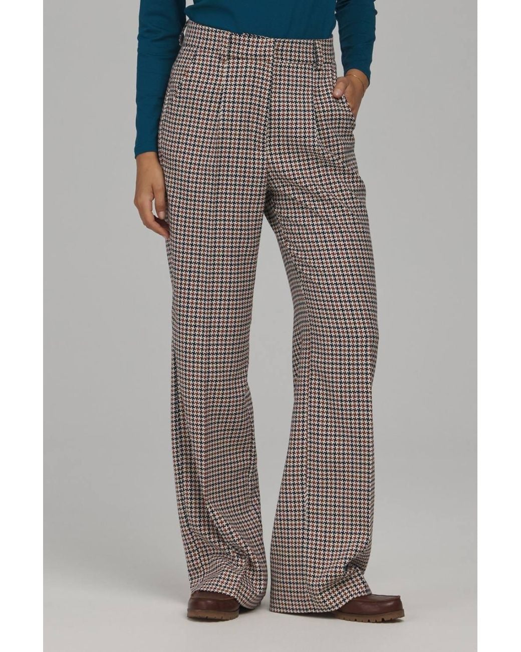 Love Lace Gray Viscose High Waisted Tailored Trousers With Pockets