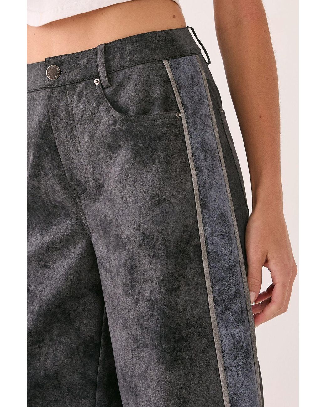 Nasty Gal Multicolor Distressed Faux Leather Panelled Trouser