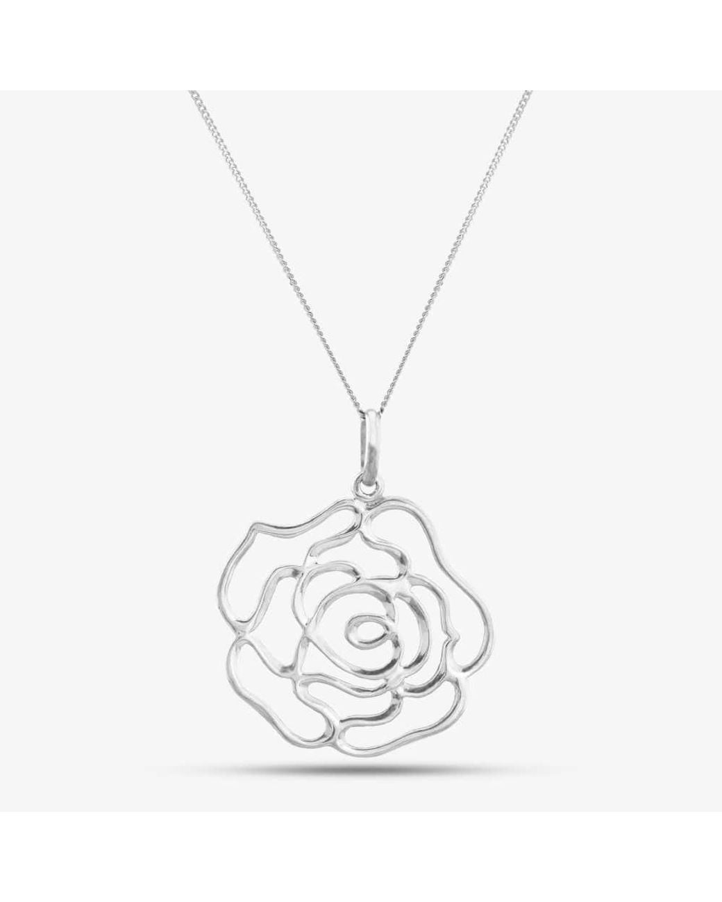 T.H.Baker White Flat Cut Out Rose Pendant 8.63.6793