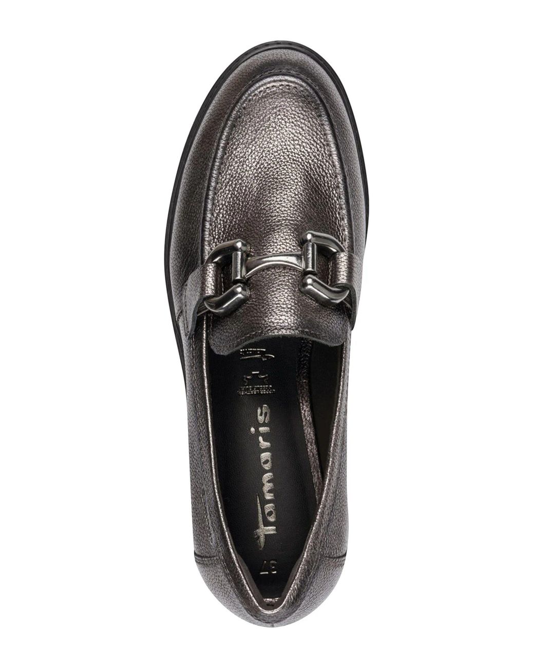 Infinity Leather Black Tamaris Leather Loafers Slip-On Platform Shoes