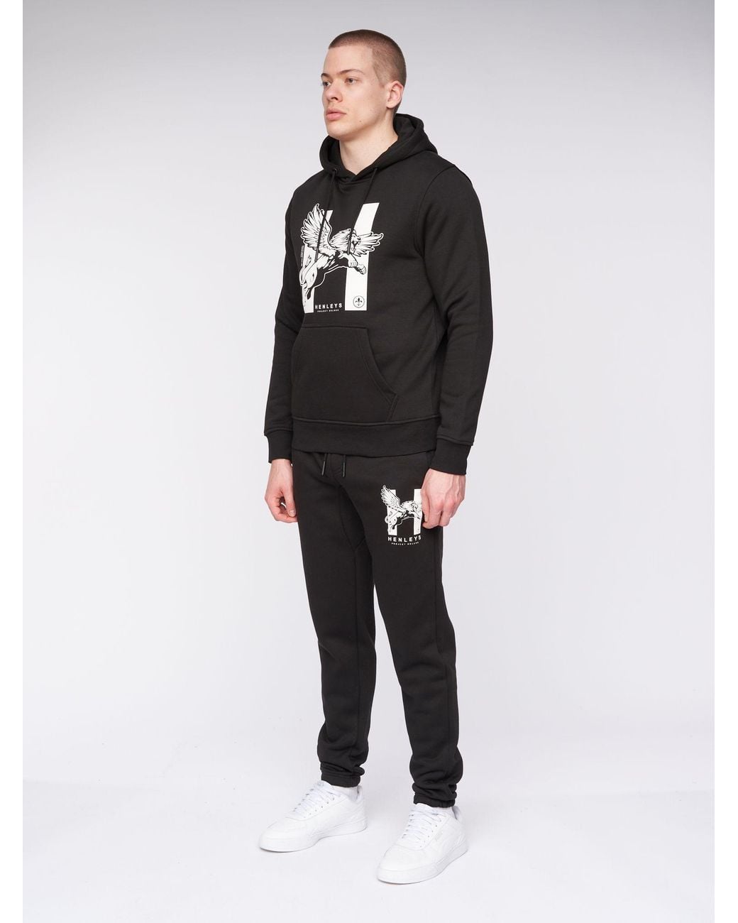 Henleys Black Curveball Carbon Brushed Hoodie for men