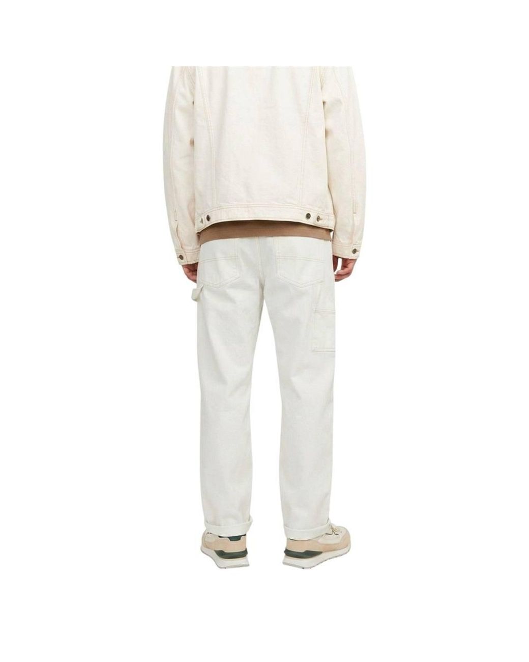 Jack & Jones White Eddie Loose Fit Trousers for men