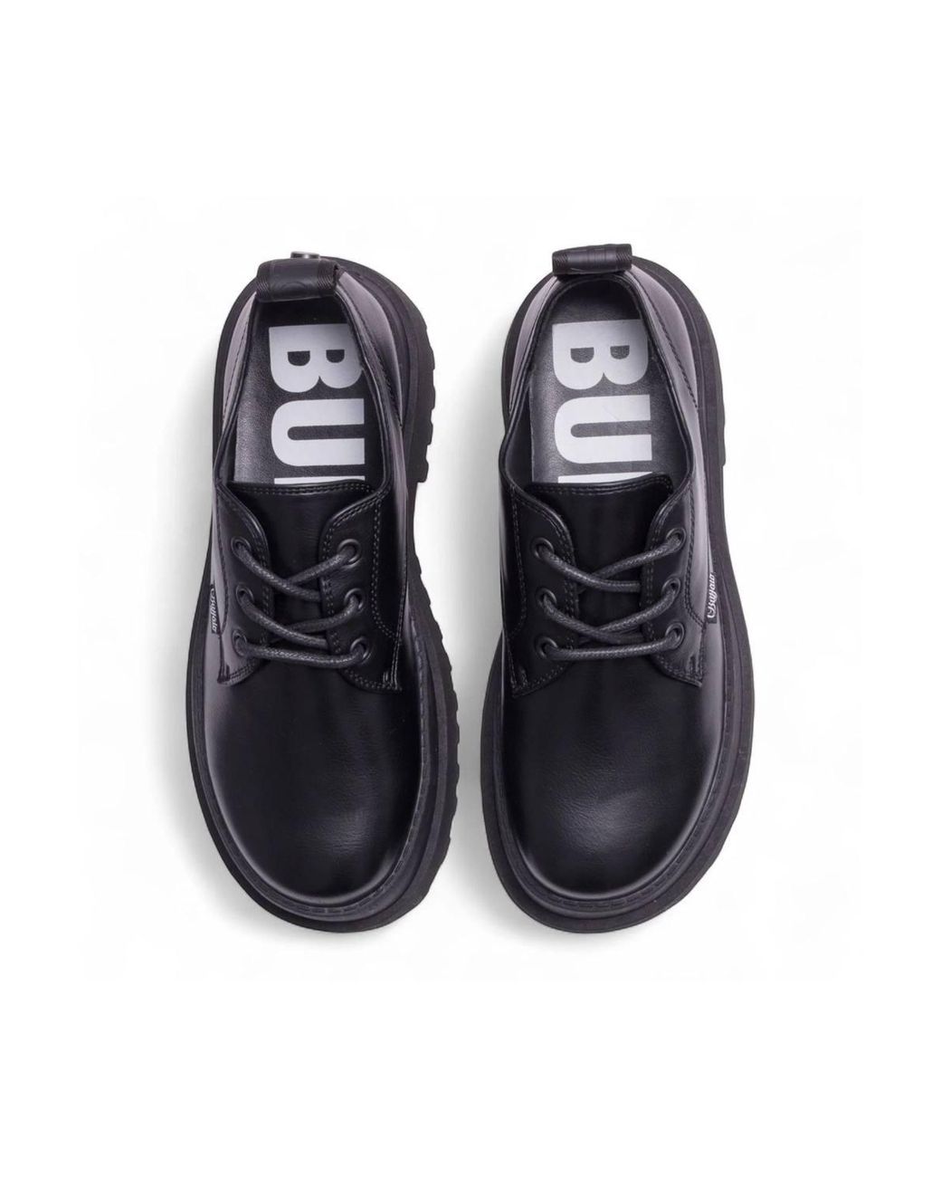 Infinity Leather Black Buffalo Lace-Up Chunky Platform Derby Shoes