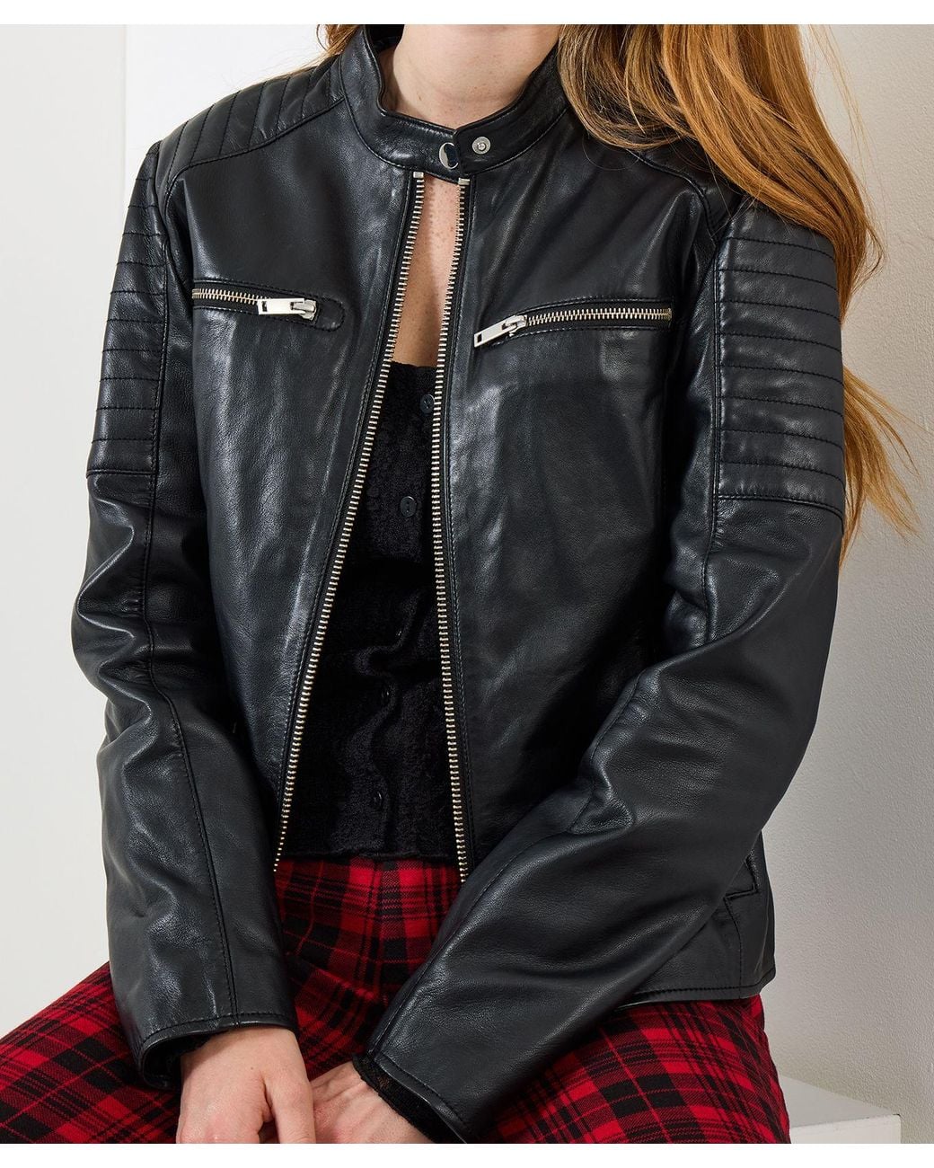 Joe Browns Gray Quilted Sleeve Biker Jacket