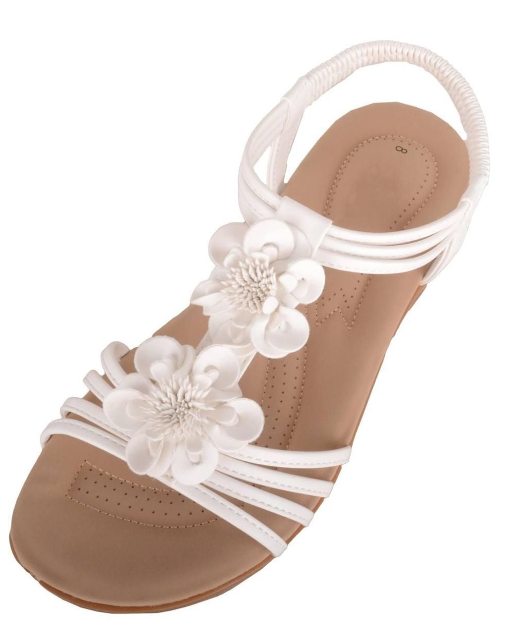 Absolute Footwear Pink Easy Slip On Floral Summer Sandal With Elasticated Back Strap