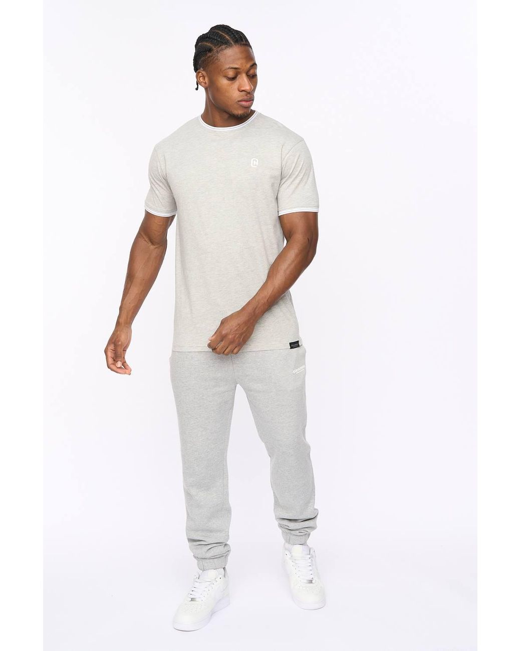 Crosshatch White Preece Crew Neck Cotton T-Shirt With High Build Logo Print for men