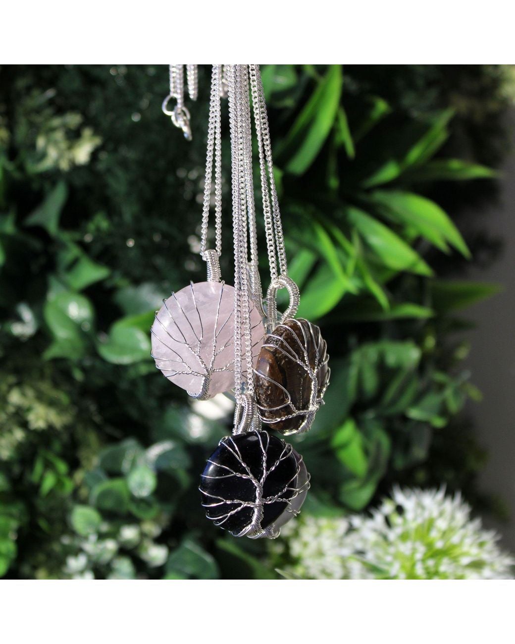 KDMD Black Tree Of Life Gemstone Necklace