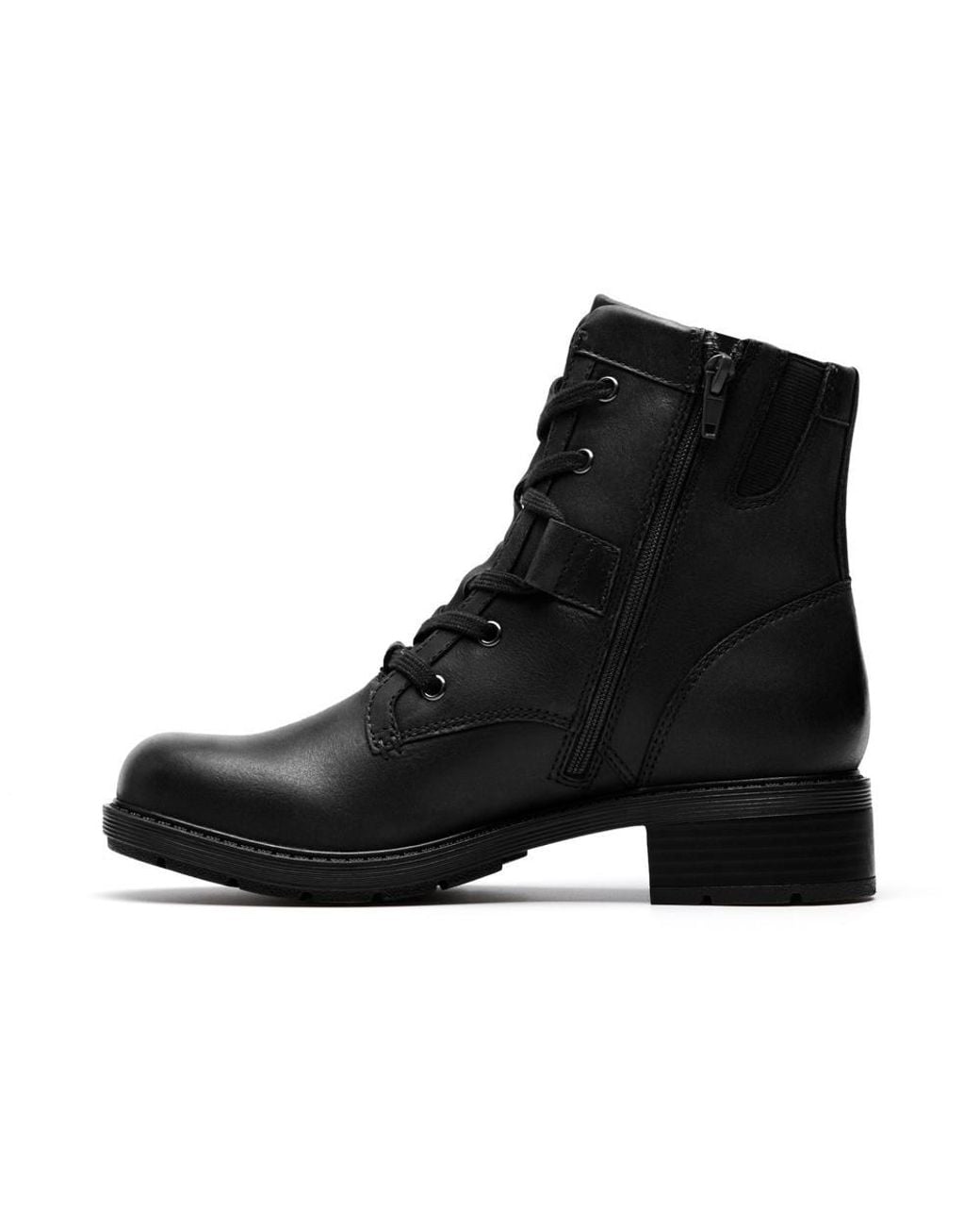 Clarks Black Hearth Parker Leather Ankle Boots, Lace Up