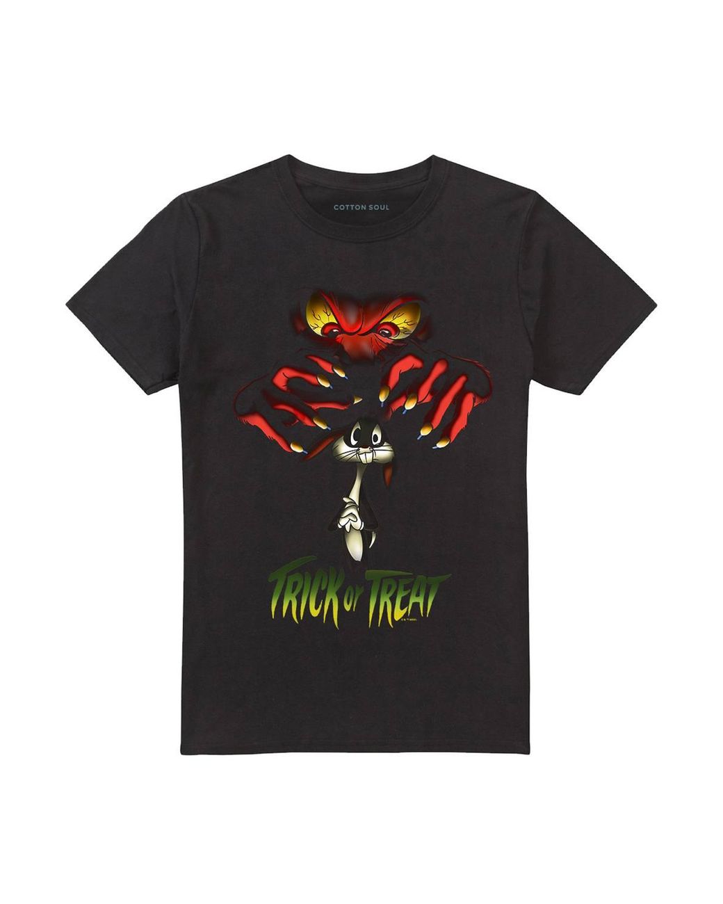 Looney Tunes Black Halloween Trick Or Treat Bugs Gossimer T-Shirt