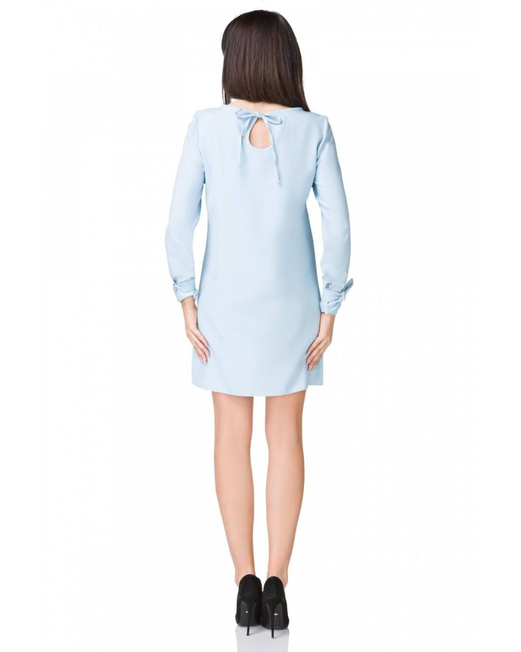 Love Lace Blue Elegant Boat Neck Trapeze Mini Dress