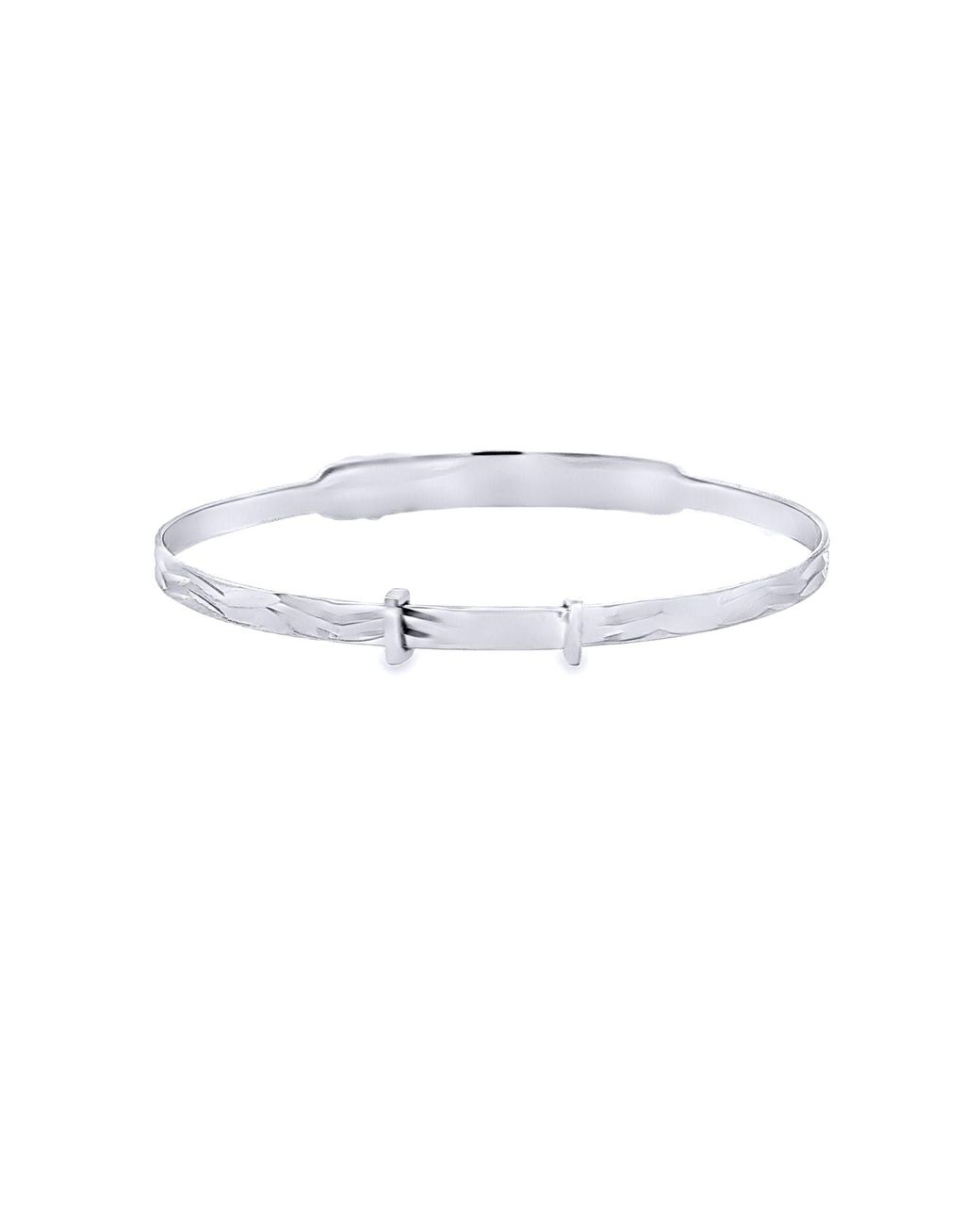 Jewelco London White Sterling Cz Heart Id Expanding Baby Bangle Bracelet 3Mm