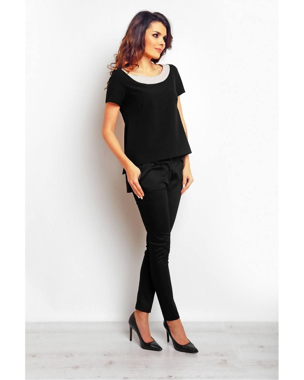 Love Lace Black Classic Blouse With Short Sleeves