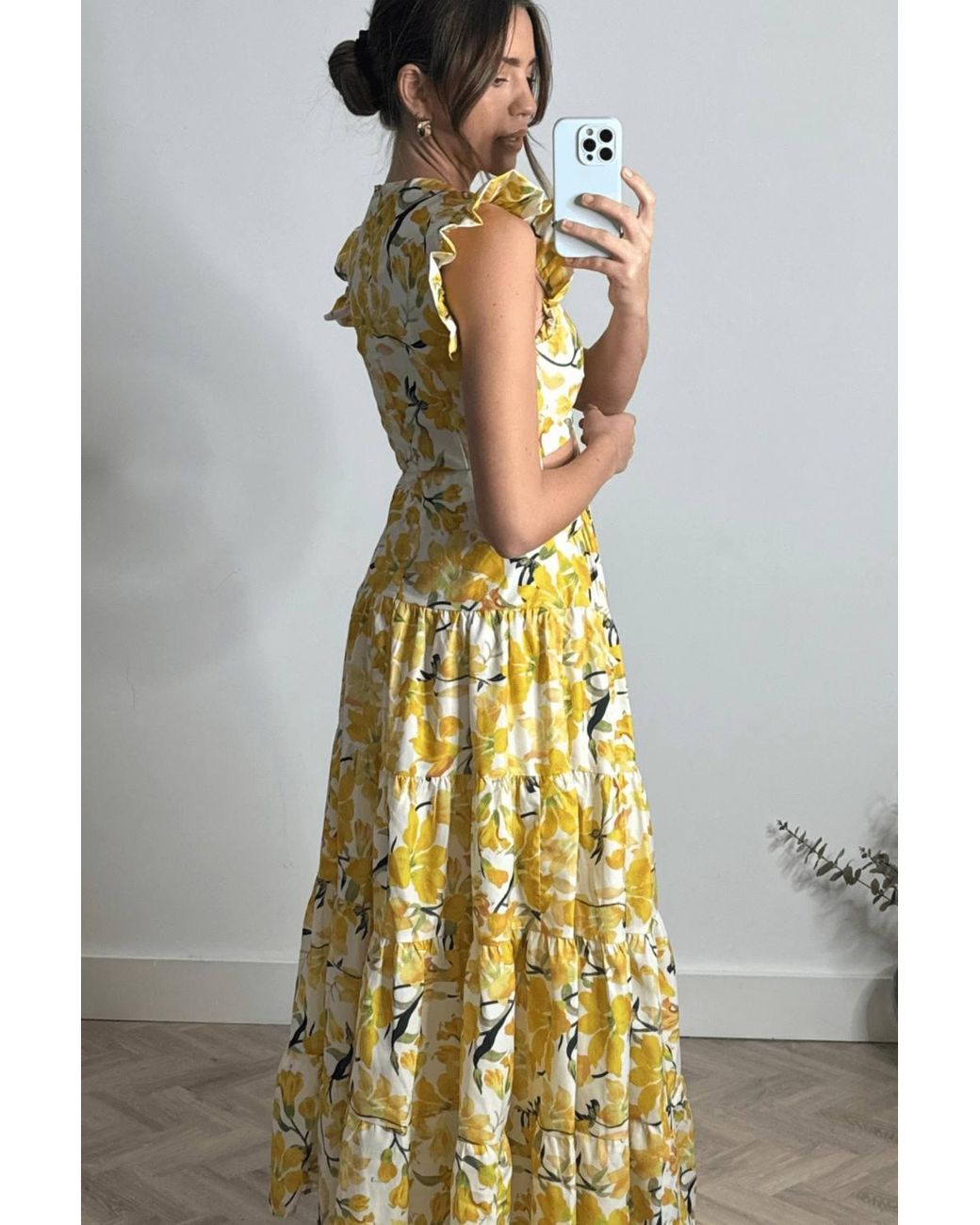 Style Cheat Metallic Indie Cut-Out Frill Maxi Dress