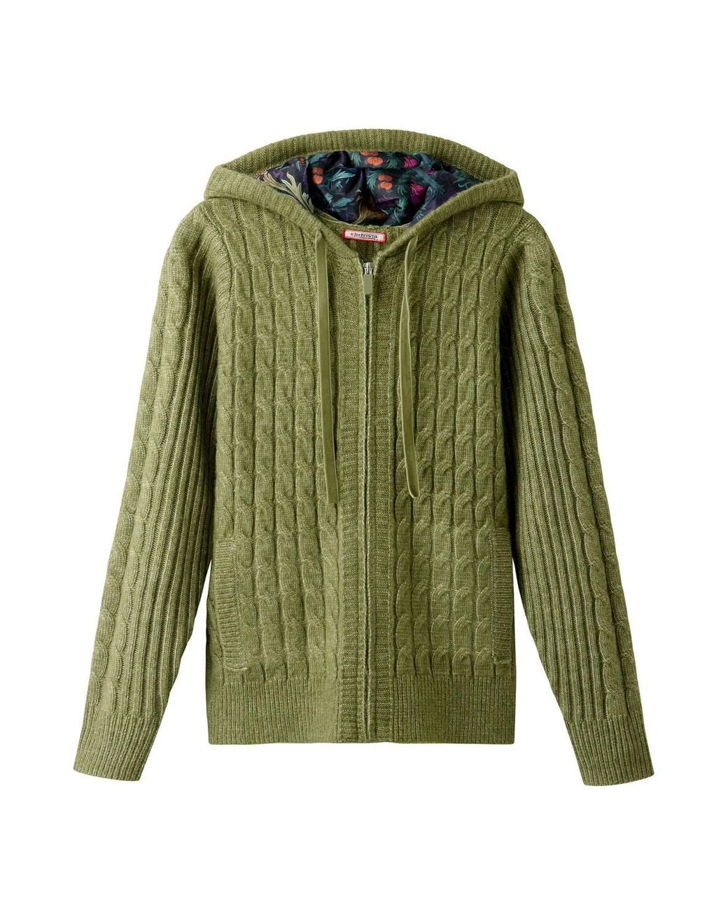 Joe Browns Green Cosy Hooded Cable Knit Zip Through Cardigan
