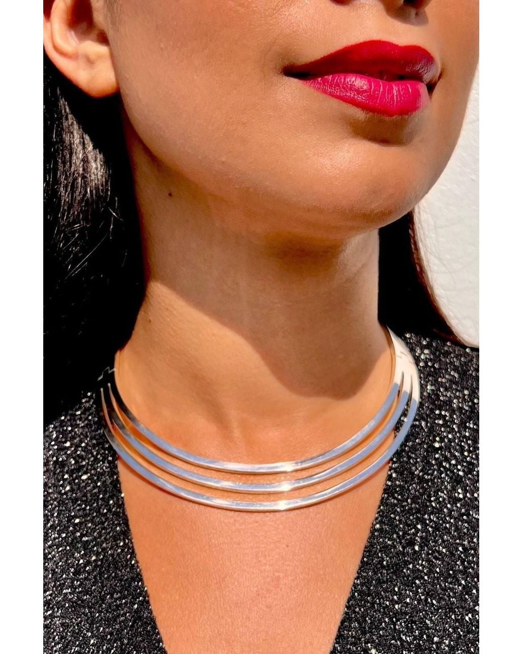 Otis Jaxon London Black Three Bar Solid Sterling Choker Necklace