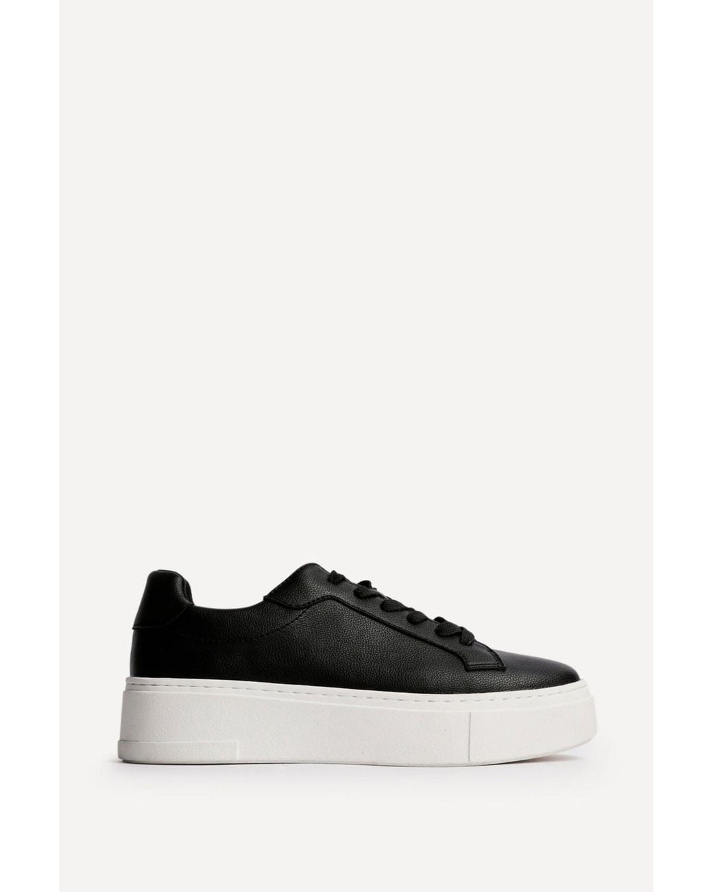 Linzi Black Jersey Faux Leather Trainers