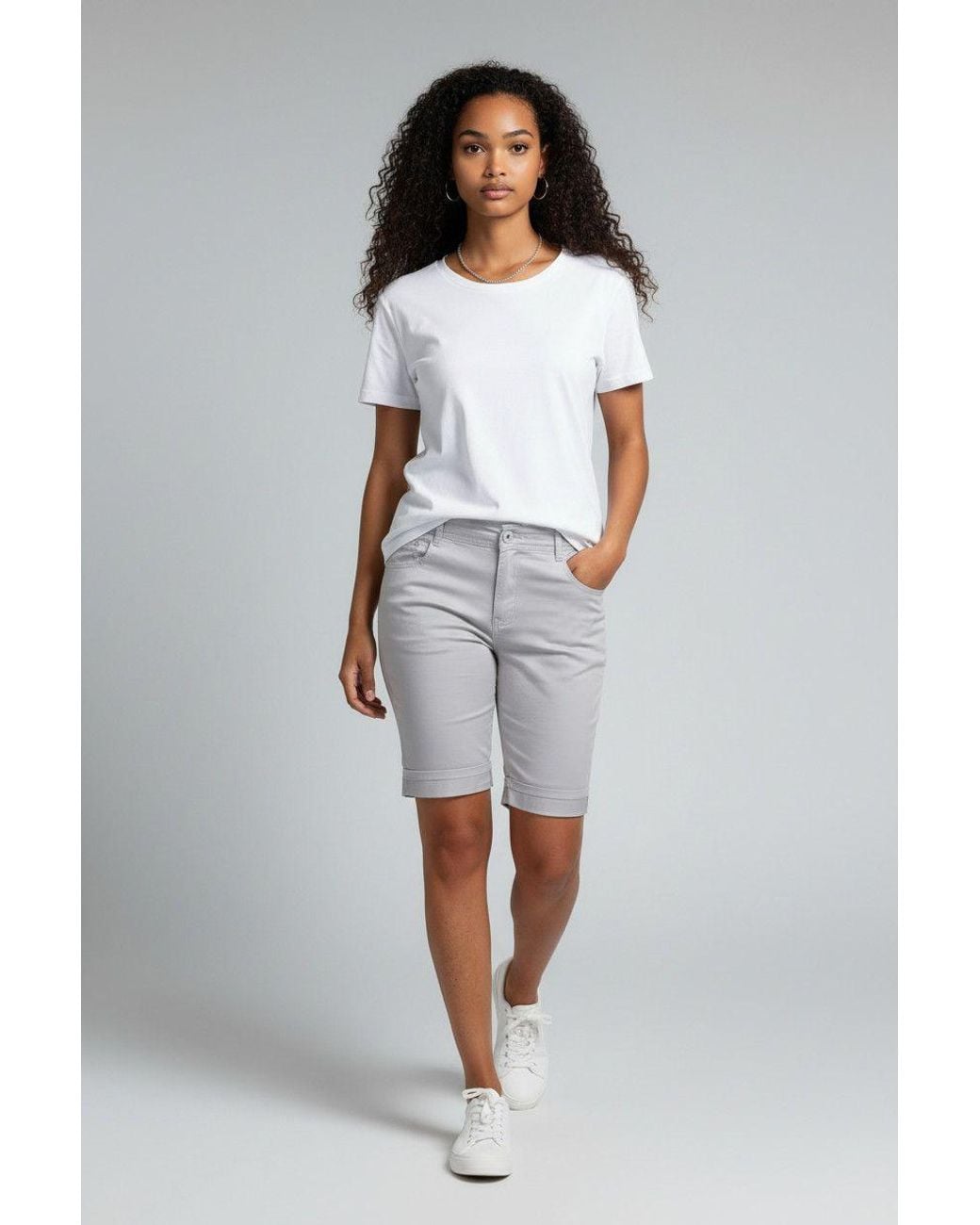 Paulo Due Gray Chino Bermuda Shorts