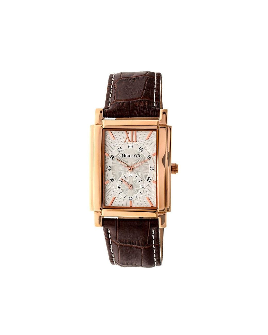 Heritor White Frederick Leather-Band Watch for men