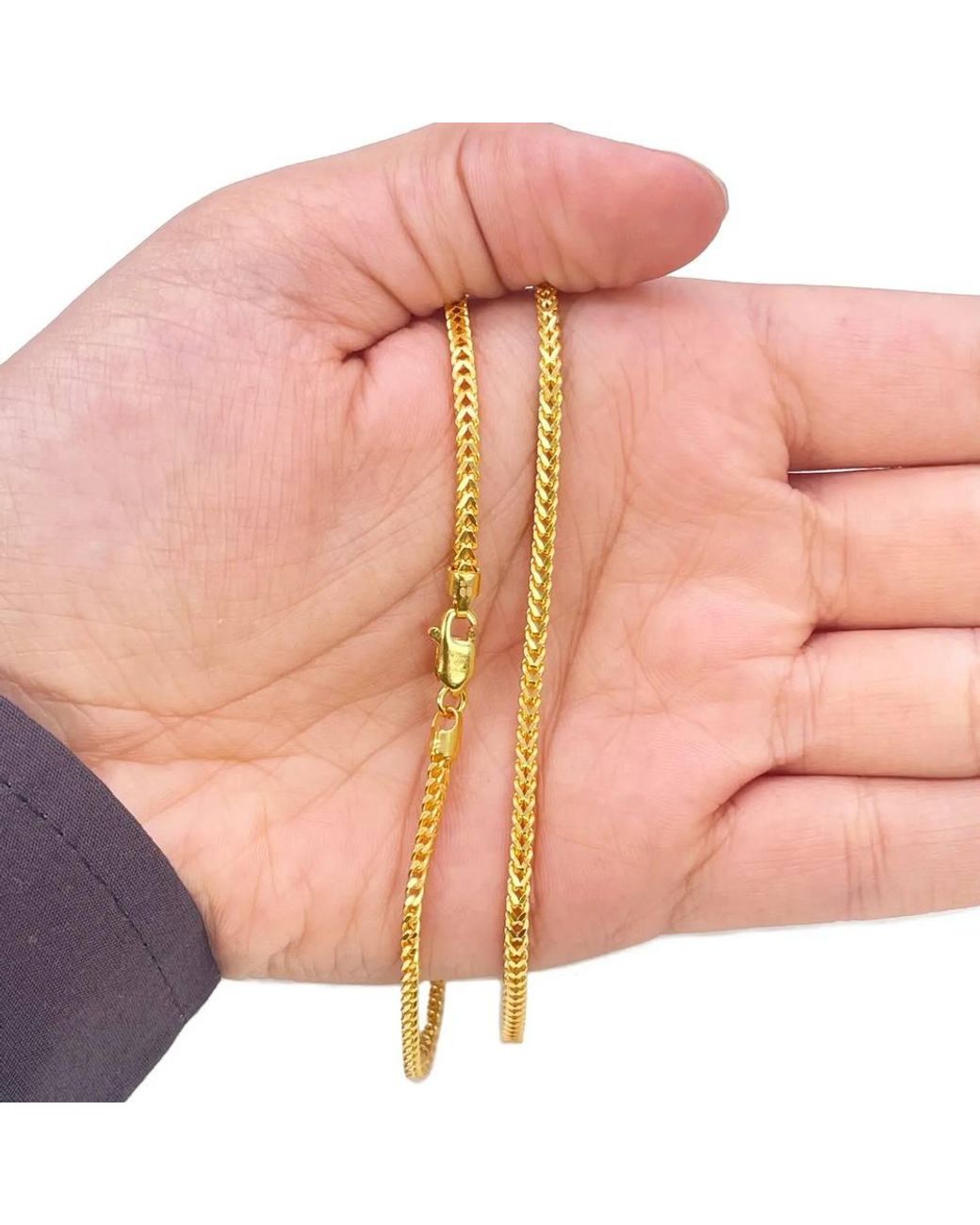 Raina Jewels Metallic 22Ct Solid Foxtail Chain Necklace 22" Inches 2.4Mm Width